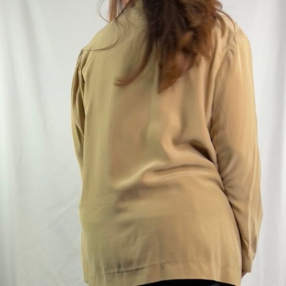 Lightweight 100% Silk Beige Blazer Jacket - Picture 3 of 11